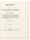 DELAMBRE, JEAN-BAPTISTE-JOSEPH. Histoire de lAstronomie Ancienne.  2 vols.  1817